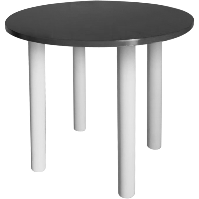 Mesa de canto franca redonda base branca tampo preto