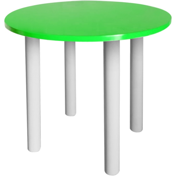 Mesa de canto franca redonda base branca tampo verde maca