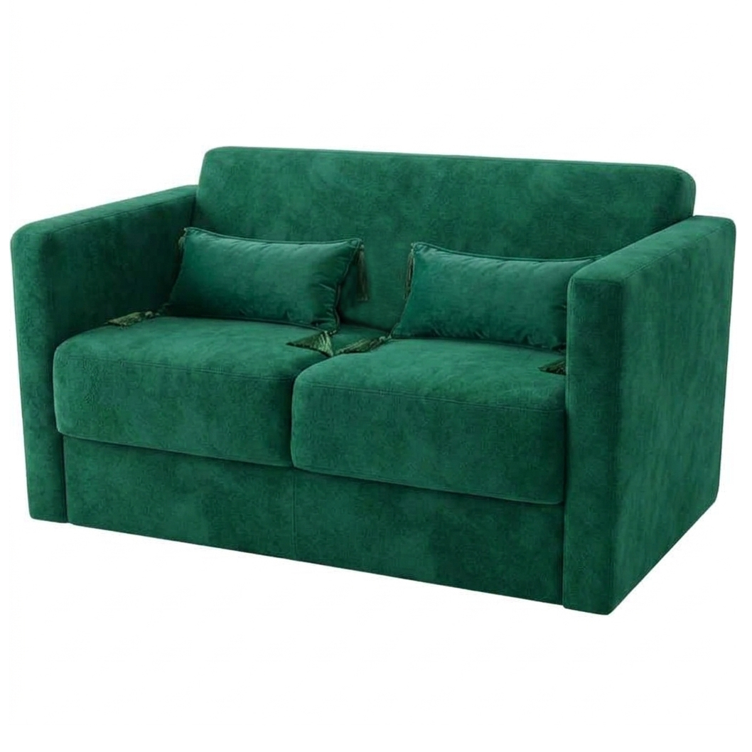Sofa Dan 2l verde suede com almofada