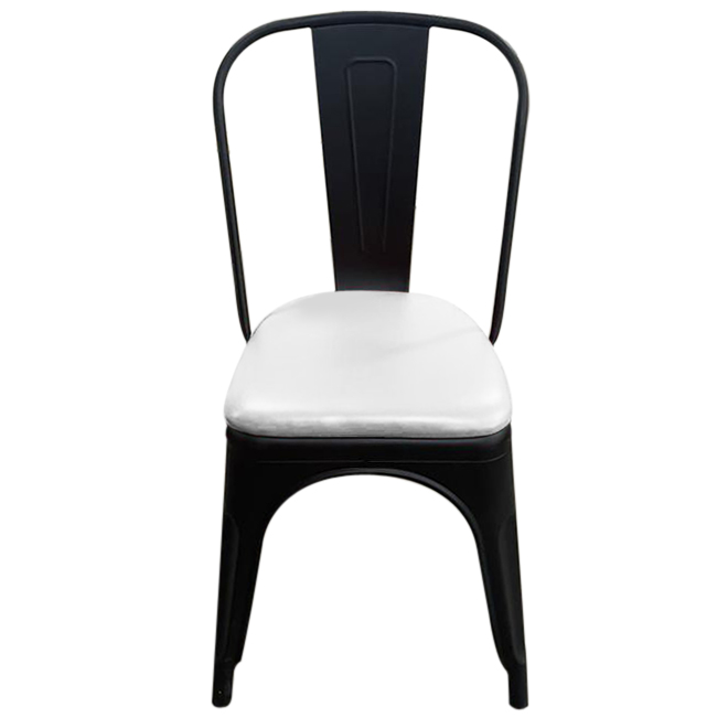 cadeira tolix com assento estofado branco
