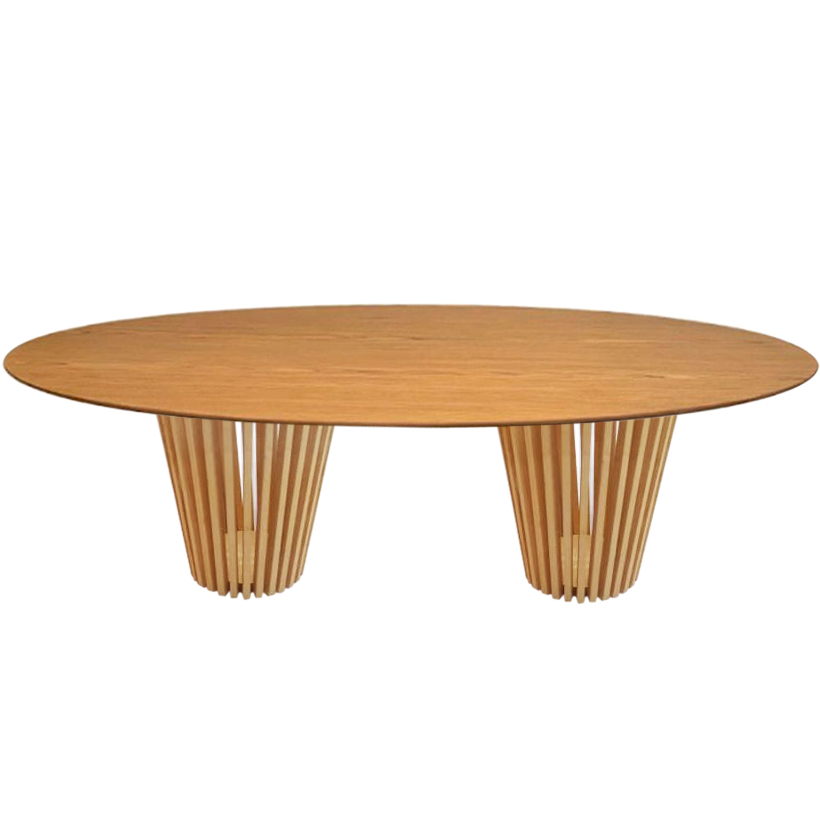 mesa ripada dupla tampo oval