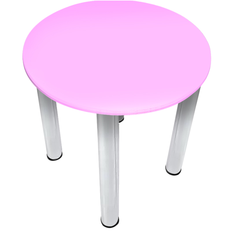mesa de canto Franca cromada tampo rosa