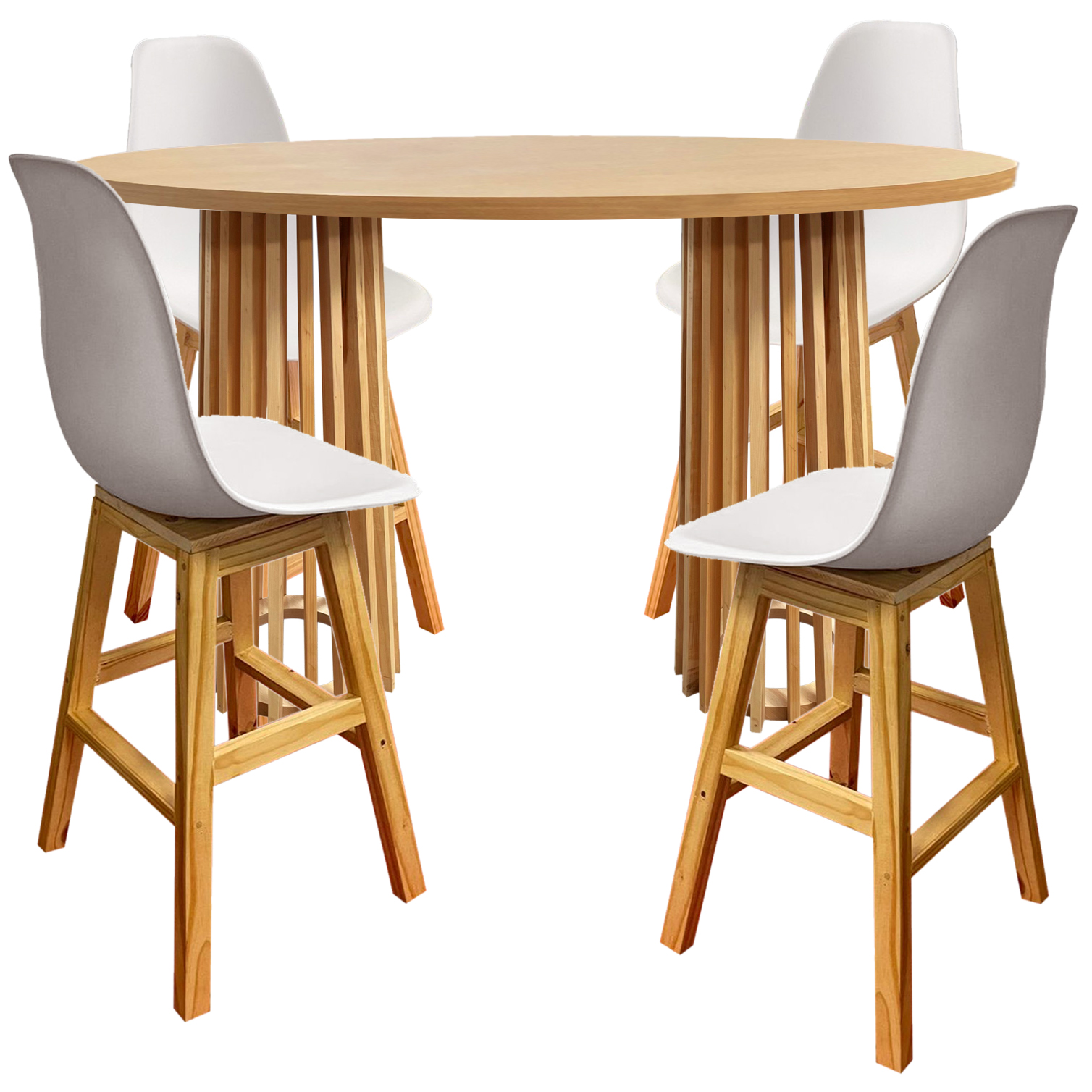 Bistro Ripado Oval comunitario e banquetas escandinava