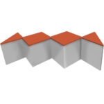 mesa de centro losango Branca com tampo laranja