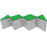mesa de centro losango Branca com tampo verde maca