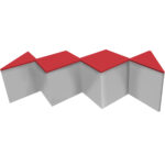 mesa de centro losango Branca com tampo vermelho