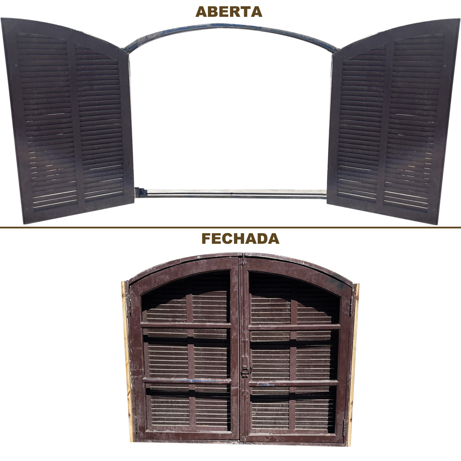 janela de madeira aberta e fechada