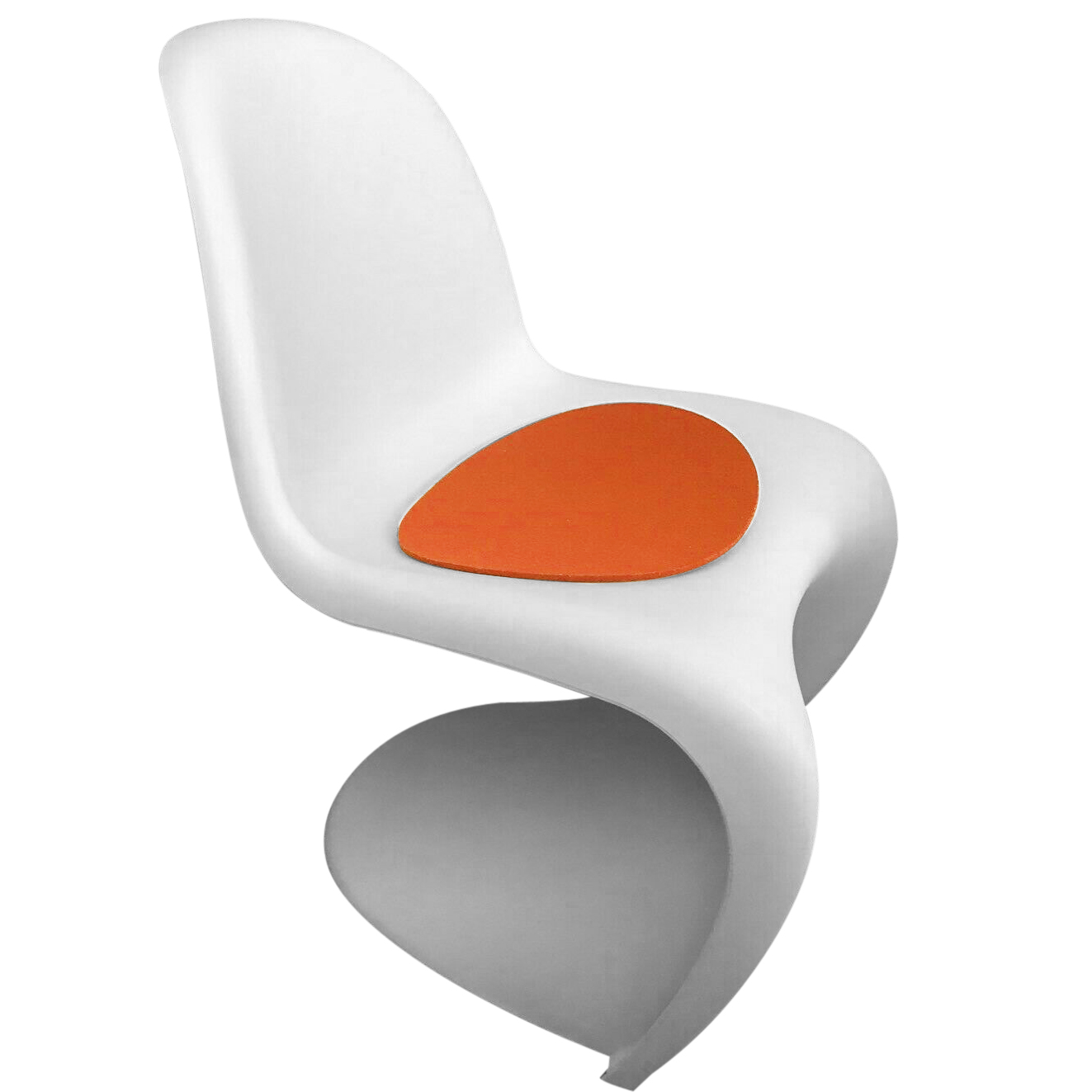 cadeira panton branca com almofada laranja1