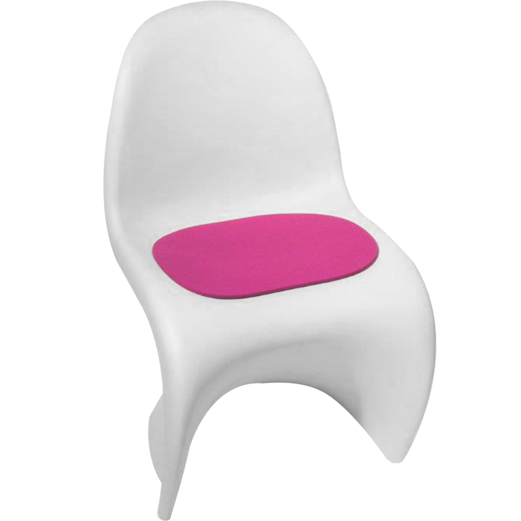 cadeira panton branca com almofada pink