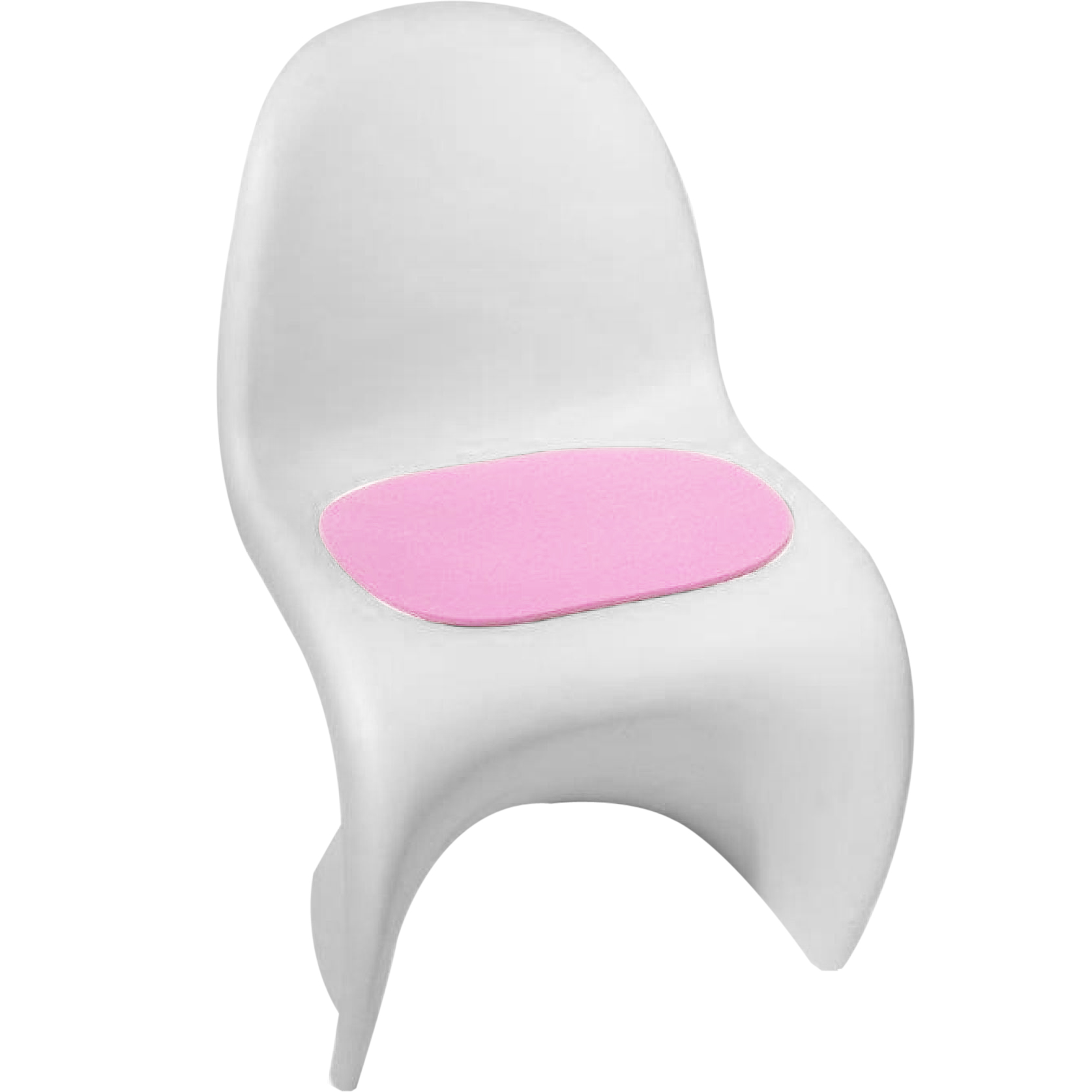 cadeira panton branca com almofada rosa