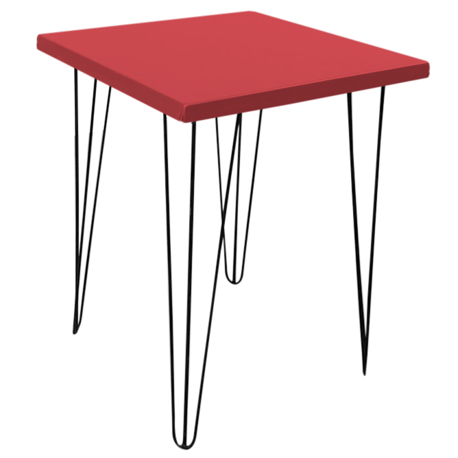 mesa veri quadrada revestido vermelha