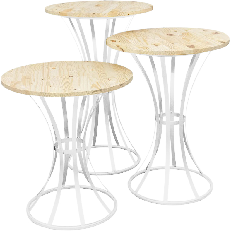 kit 3 mesas Amanda brancas