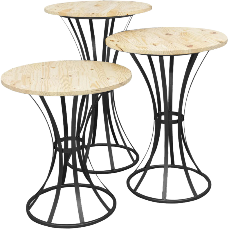 kit 3 mesas Amanda pretas