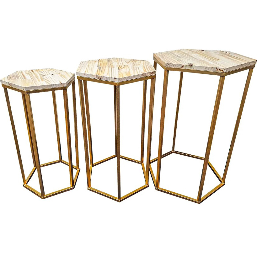 kit mesas sextavadas dourada1