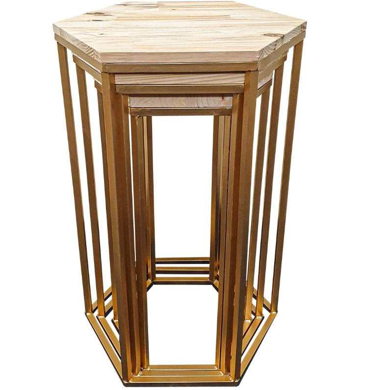 kit mesas sextavadas dourada1a