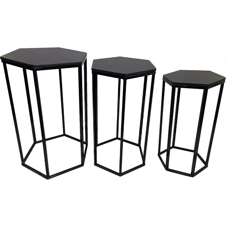 kit mesas sextavadas pretas1c