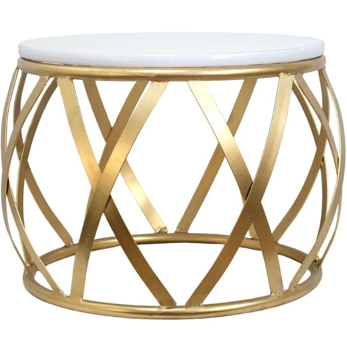 mesa de centro Reina dourada branco