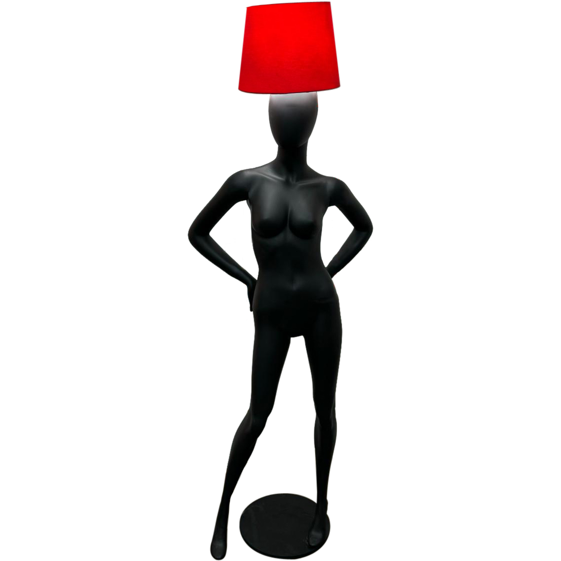 manequim preta cupula vermelha