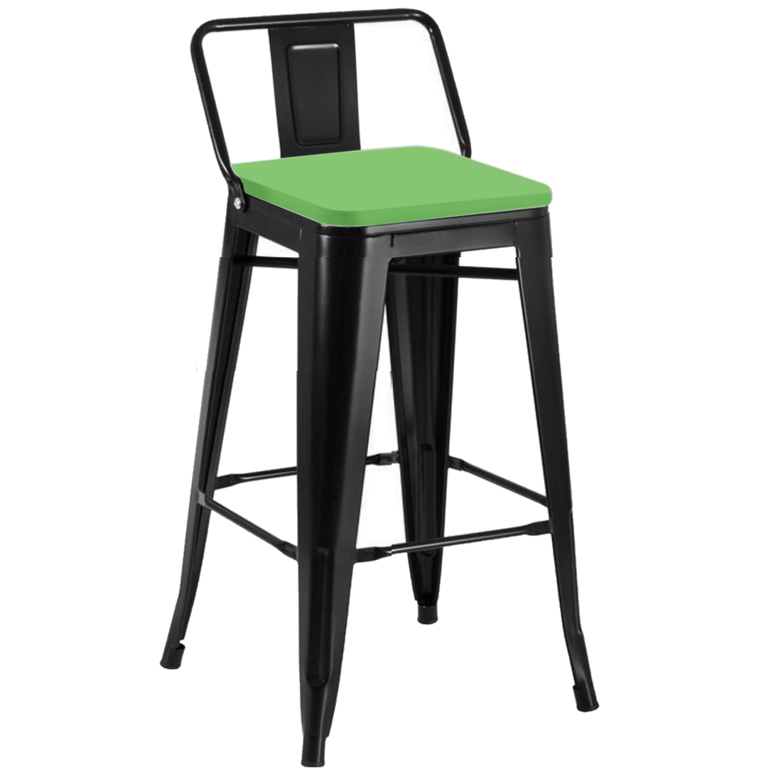 Banquetas Altas tolix com encosto e assento em couro eco verde