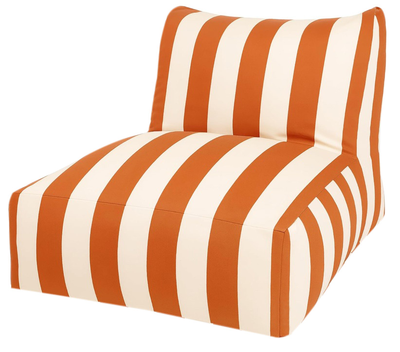 puff poltrona alice listras branca e laranja