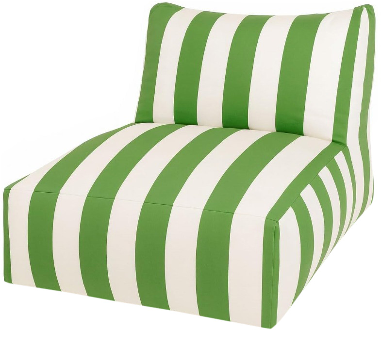 puff poltrona alice listras branca e verde