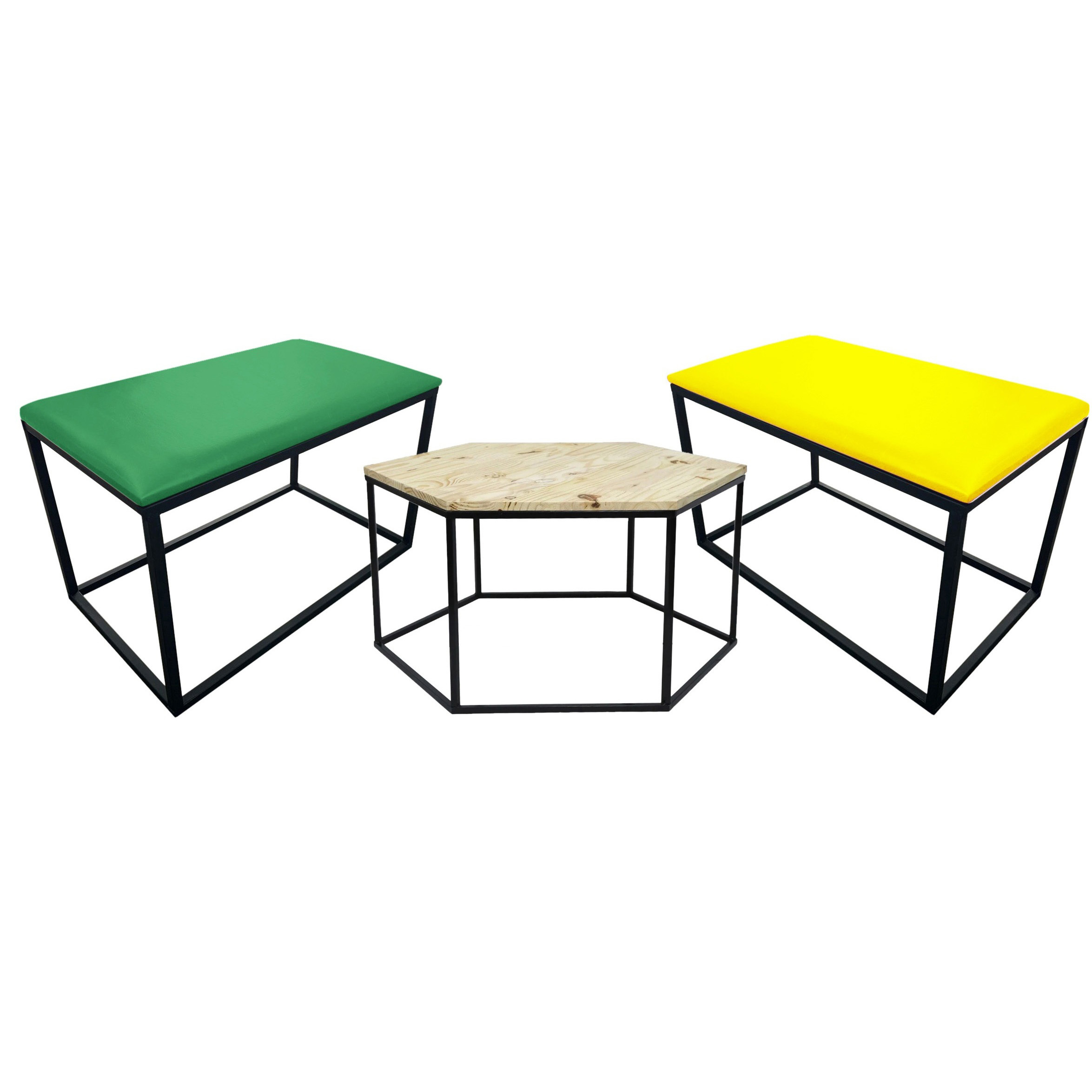 kit sextavado ferro minas verde e amarelo