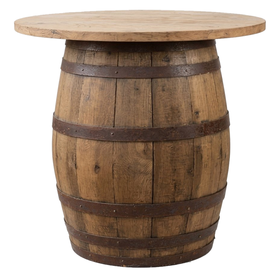 mesa barril de madeira