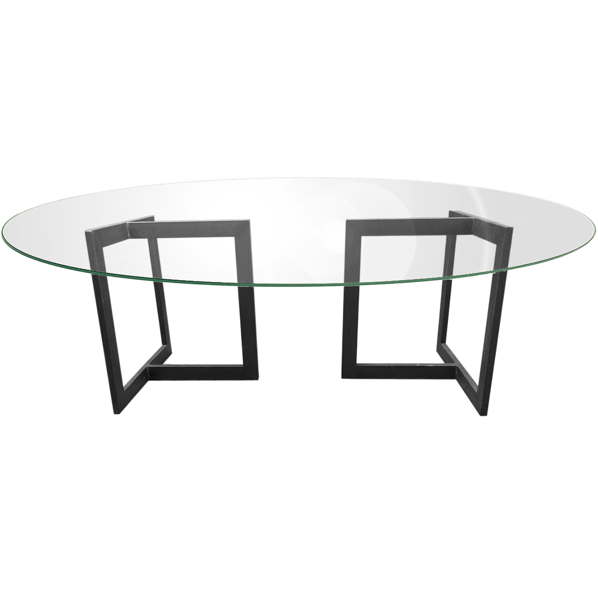 mesa padrao lucia tampo de vidro Oval