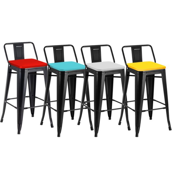 Banquetas Altas tolix com encosto e assento em couro eco