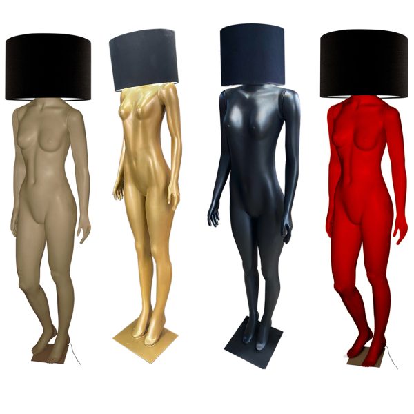 Luminária Manequim Feminino Preta Mod 02