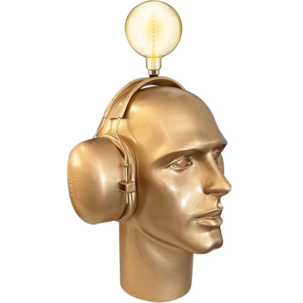 Luminaria head cabeca fone dourada1