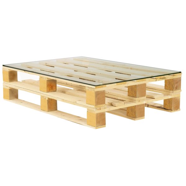 Mesa de centro pallet retangular vidro