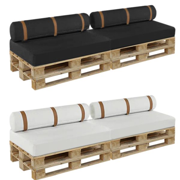 Modulo Pallet branco e preto com tira de couro eco marrom - 02 modulos