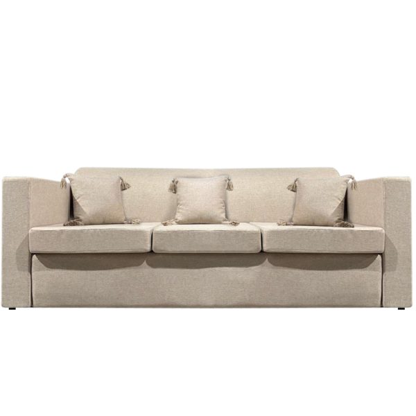 Sofa Coi,bra 3l linho Cru com almofada tassel