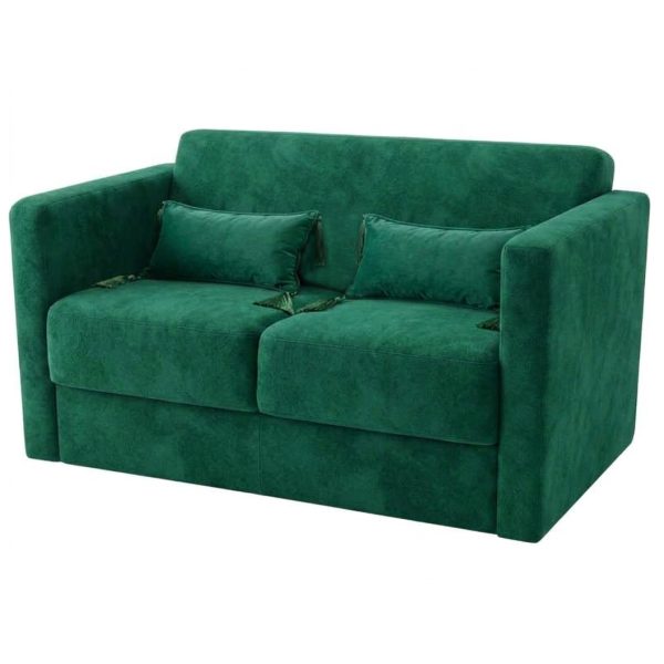 Sofa Dan 2l verde suede com almofada