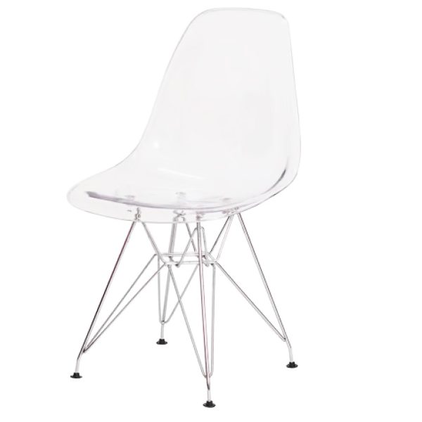 cadeira charles eames cromada acrilico