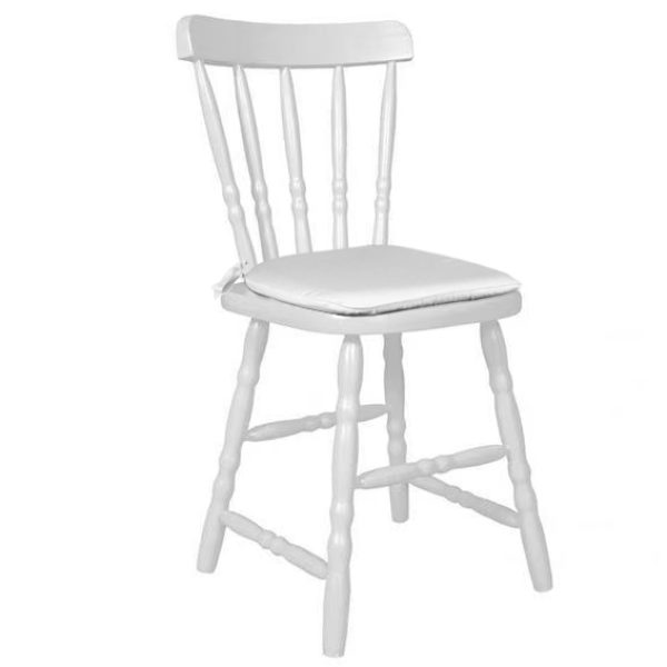 cadeira country branca com estofado branco