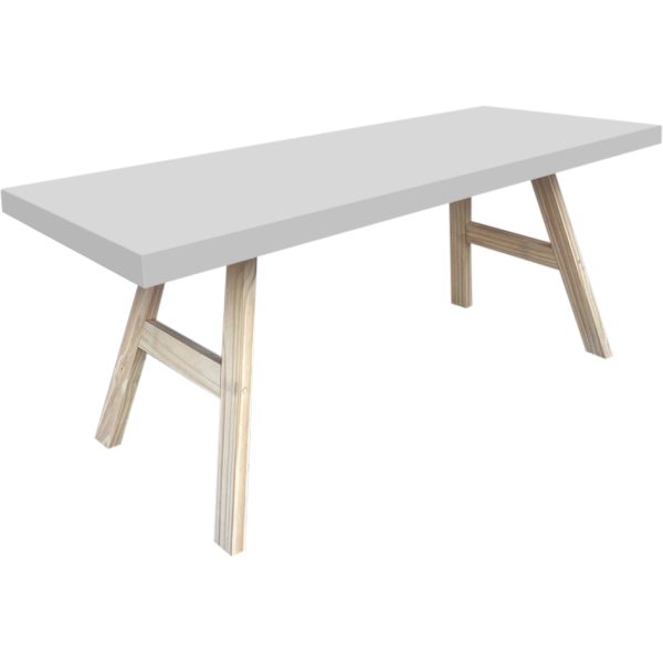 mesa cadu1 - base madeira e tampo branco