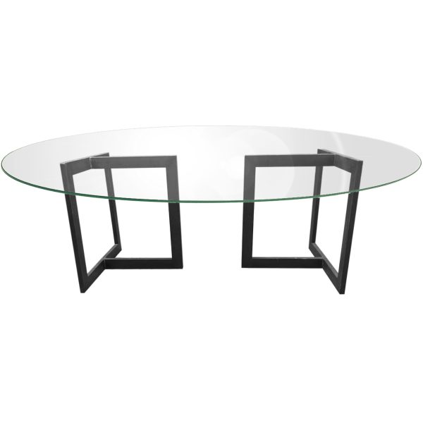 mesa padrao lucia tampo de vidro Oval