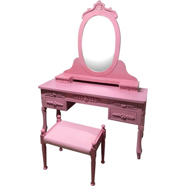 penteadeira provencal rosa com banqueta