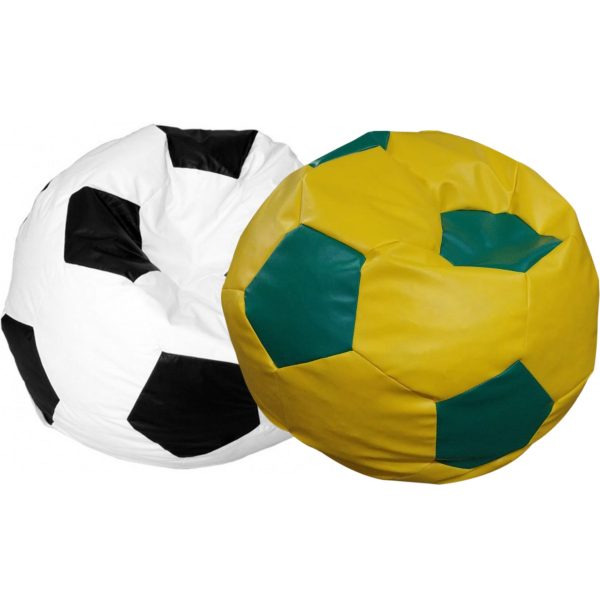 puff futebol preto e branco e amarelo e verde