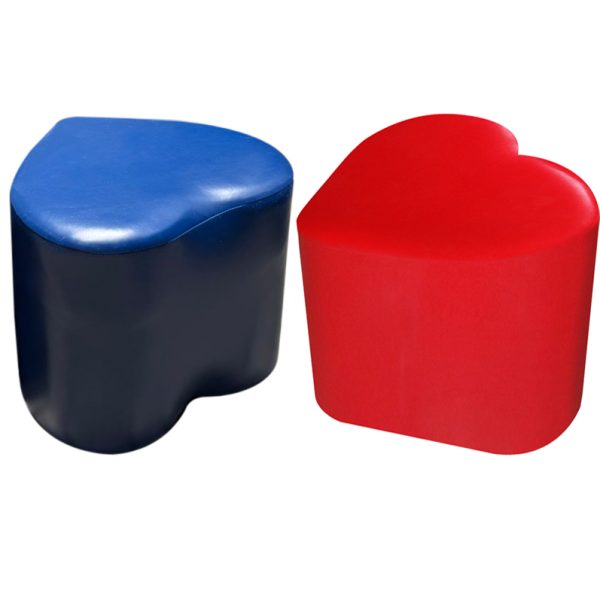 puffs coracao vermelho e azul