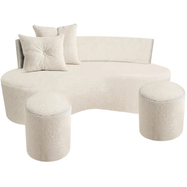 sofa feijao e 02 puffs pelucia